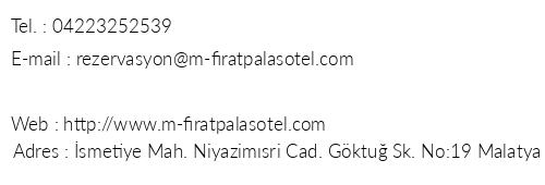 M.frat Palace Otel telefon numaralar, faks, e-mail, posta adresi ve iletiim bilgileri